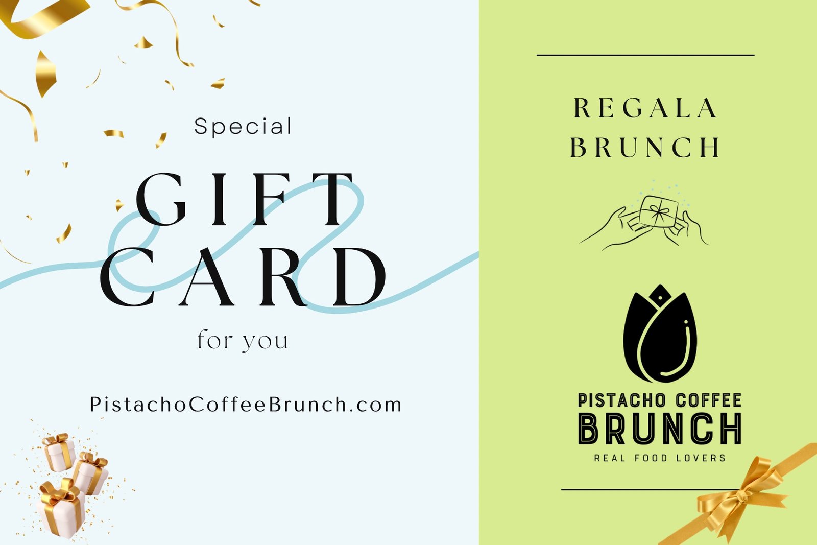 Tarjeta de Regala Brunch - Regala Brunch - Pistacho Coffee Brunch